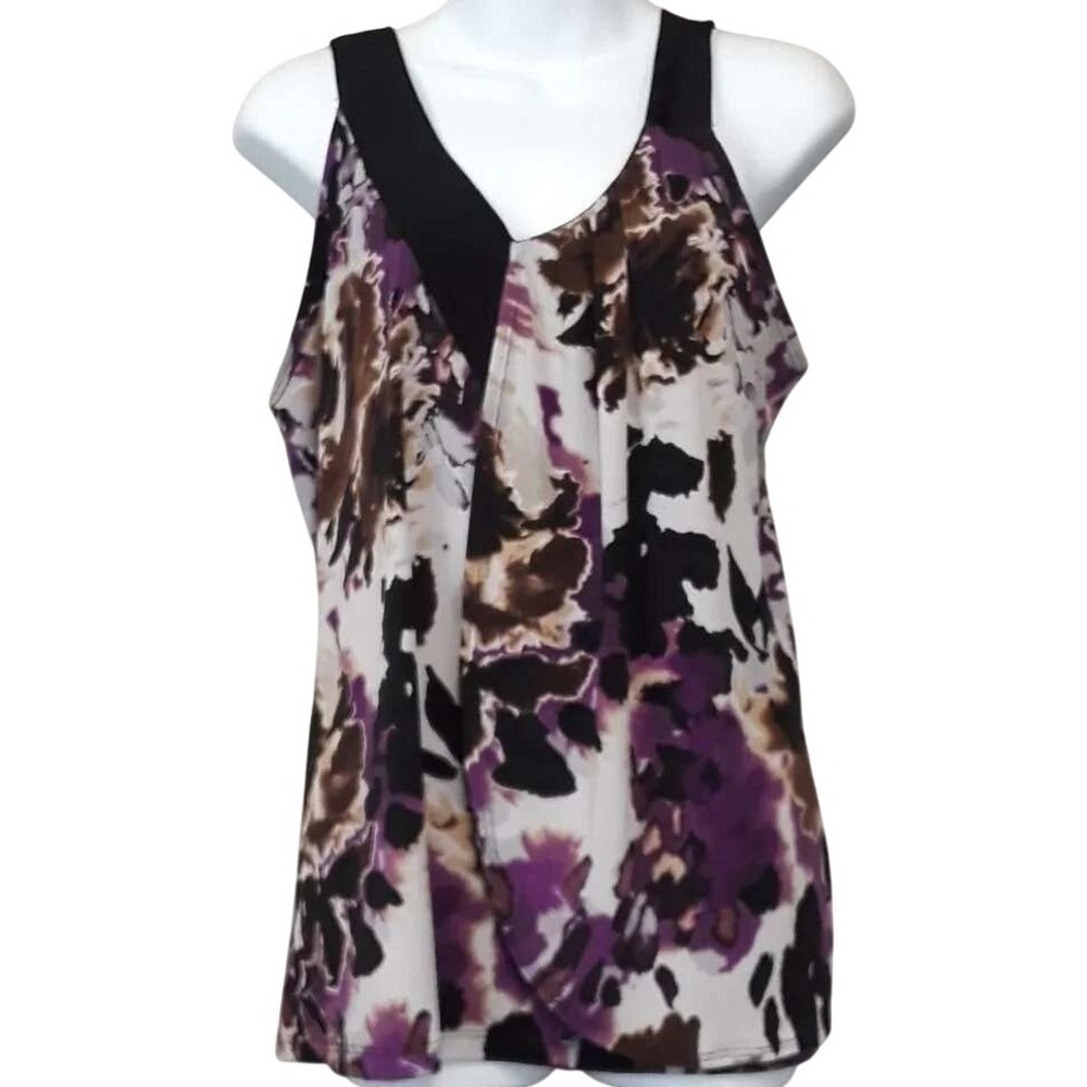 Saint Tropez West Tank Top‎ Womens Large Purple Floral Abstract Whimsygoth